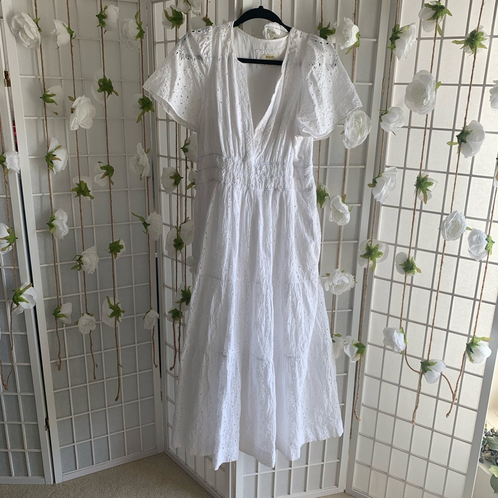 Anthropologie’s Maeve Somerset eyelet dress in size large petite